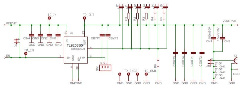 回路図 - Infineon Technologies TLS203B0LDVデモボード